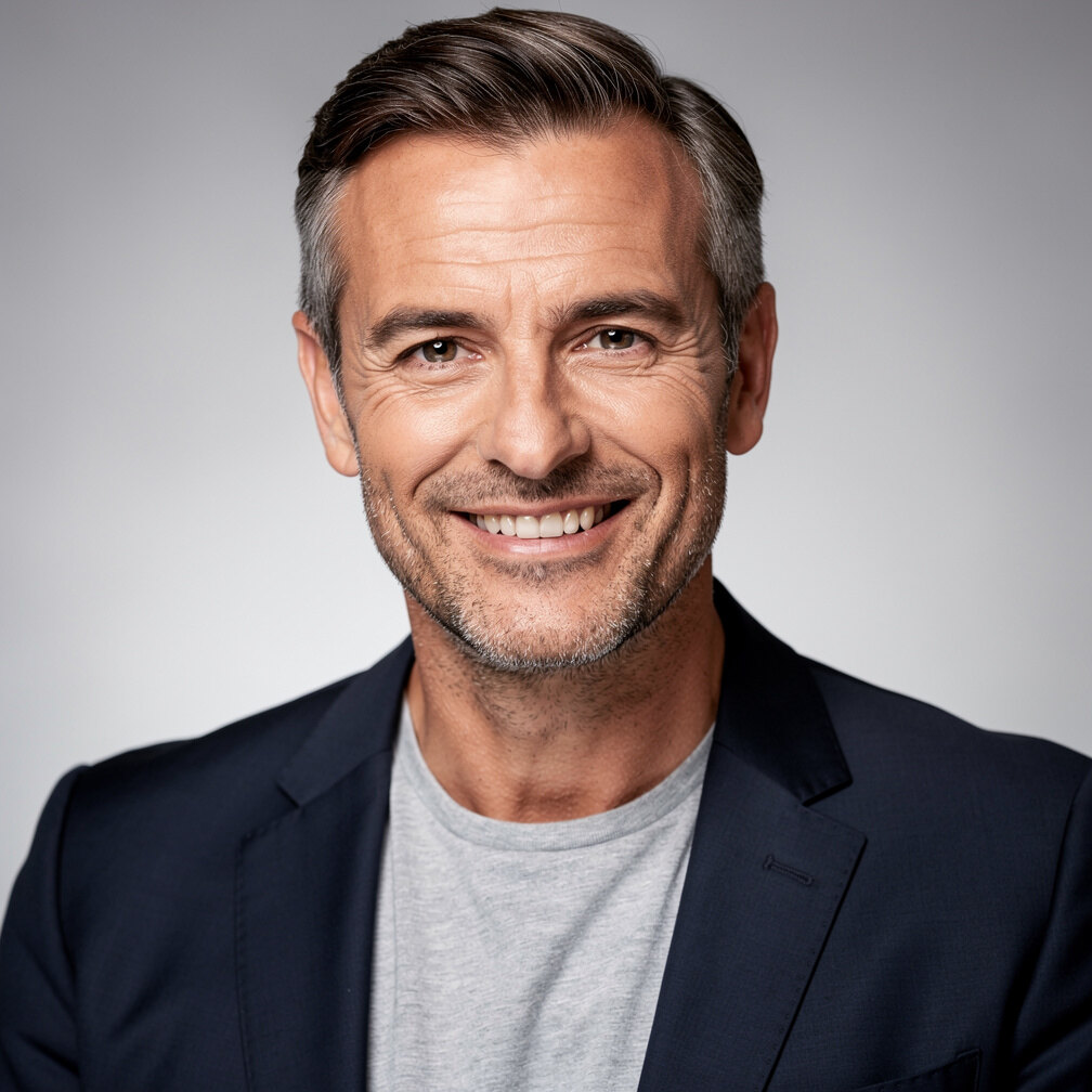 Portrait of a Belgian male television host