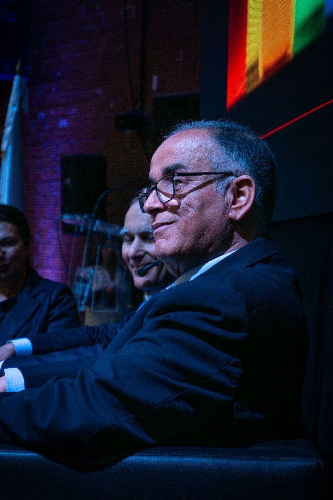 Panel discussion with media professionals on stage