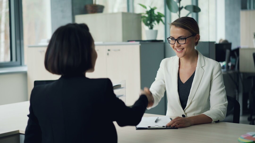 woman conducting interview