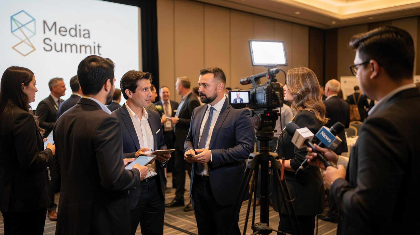 media professionals networking at event