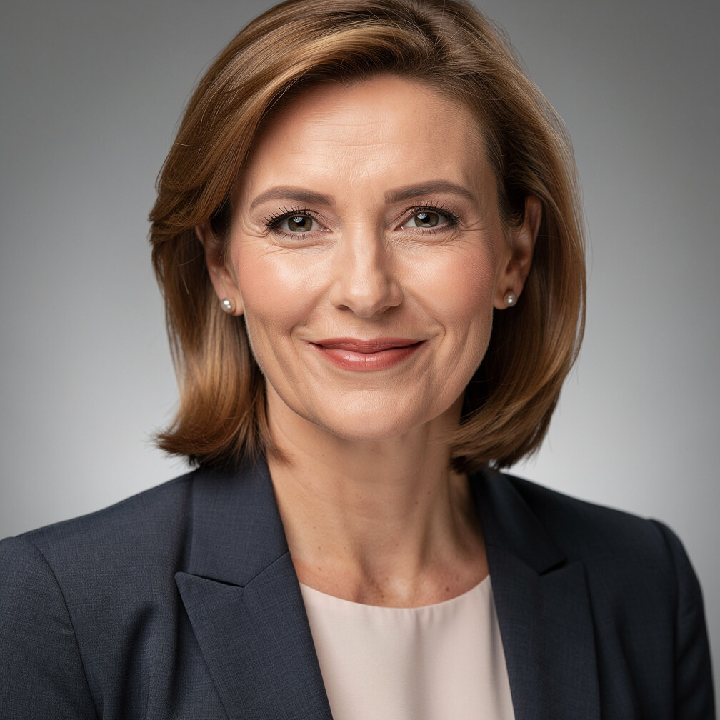 Portrait of a confident Belgian female television journalist