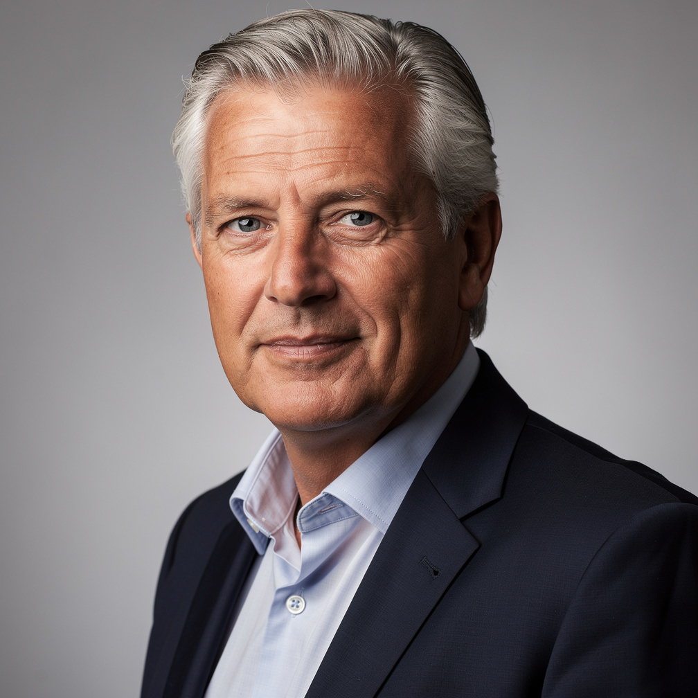 Portrait of a Belgian male senior journalist and founder