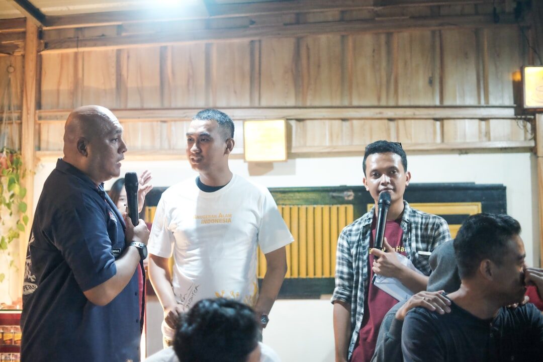 group of journalists talking