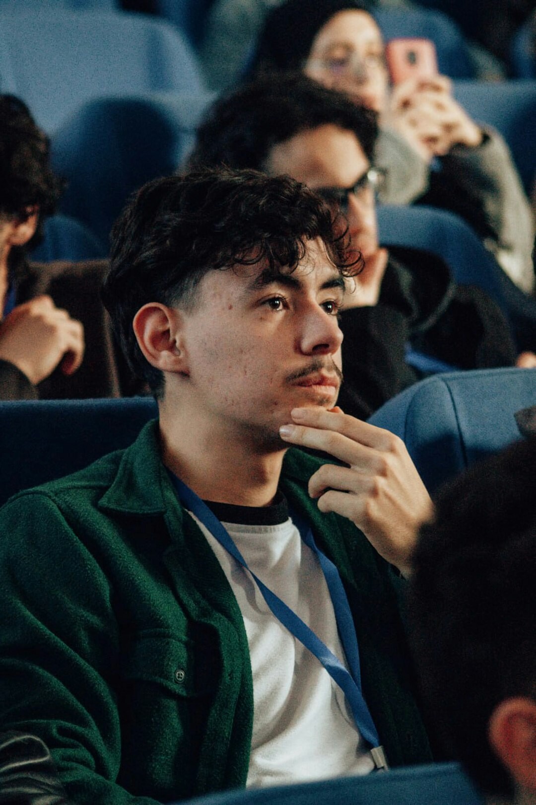 person listening attentively during conversation