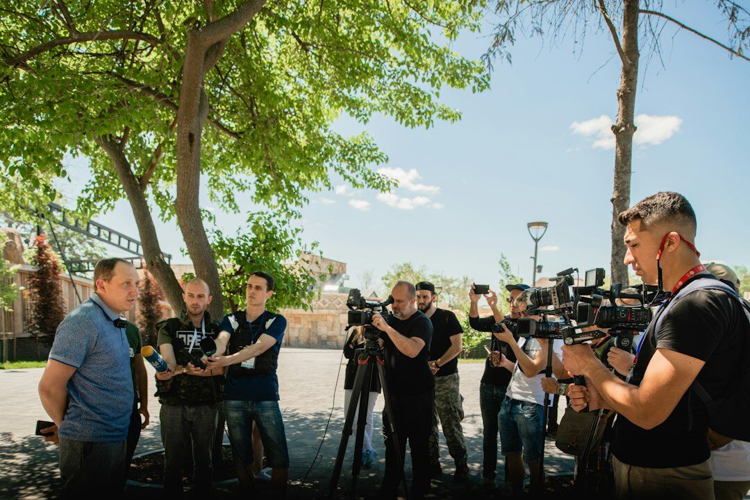 group of media experts talking